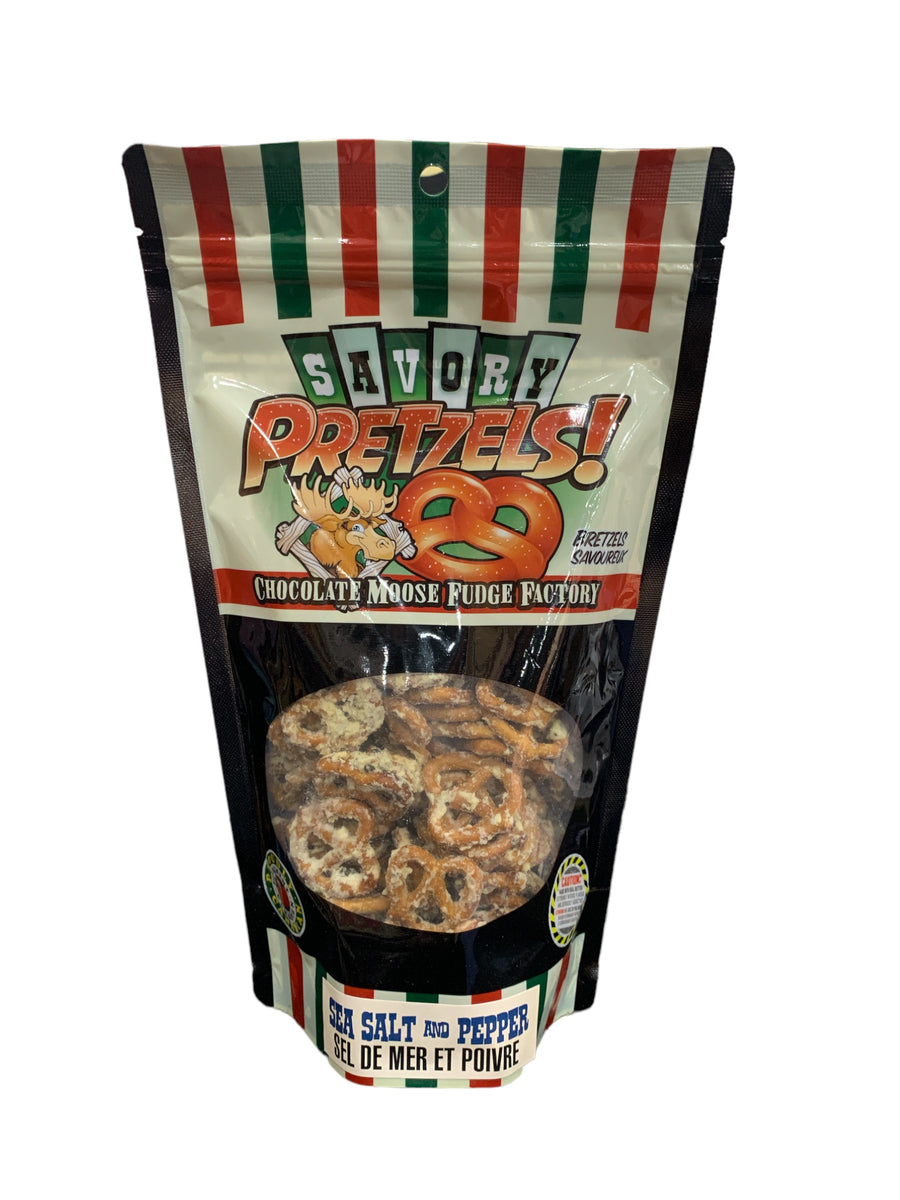 Sea Salt & Cracked Pepper Savory Pretzels 200G Chocolate Moose