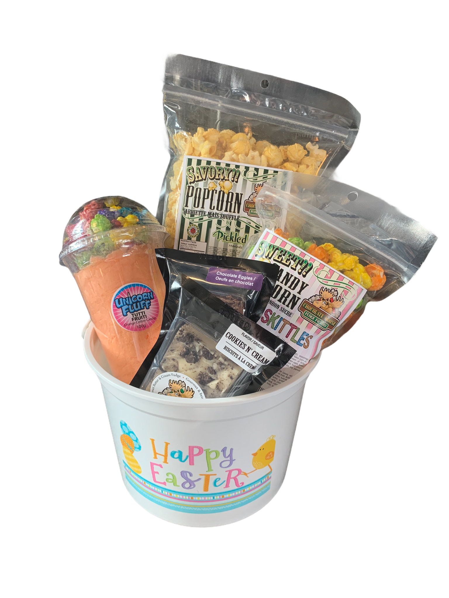 Happy Easter White Pail Easter Basket