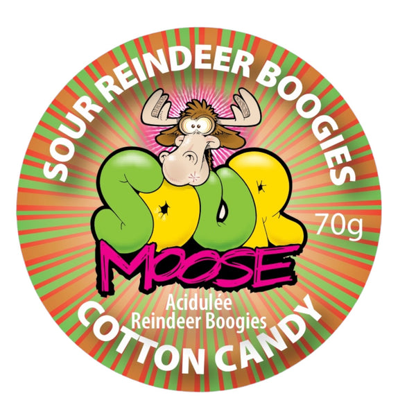 NEW SOUR REINDEER BOOGIES CHRISTMAS COTTON CANDY. 70G. 1 LITRE SET OF 6
