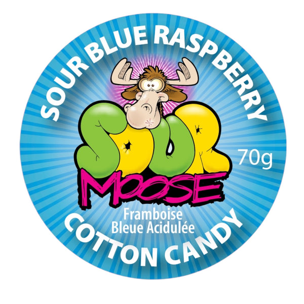 NEW SOUR BLUE RASPBERRY COTTON CANDY. 70G. 1 LITRE SET OF 6