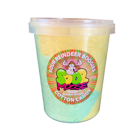 NEW SOUR REINDEER BOOGIES CHRISTMAS COTTON CANDY. 70G. 1 LITRE SET OF 6