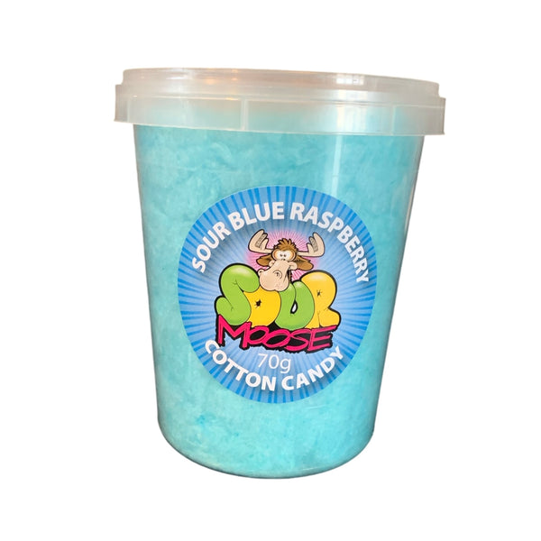 NEW SOUR BLUE RASPBERRY COTTON CANDY. 70G. 1 LITRE SET OF 6