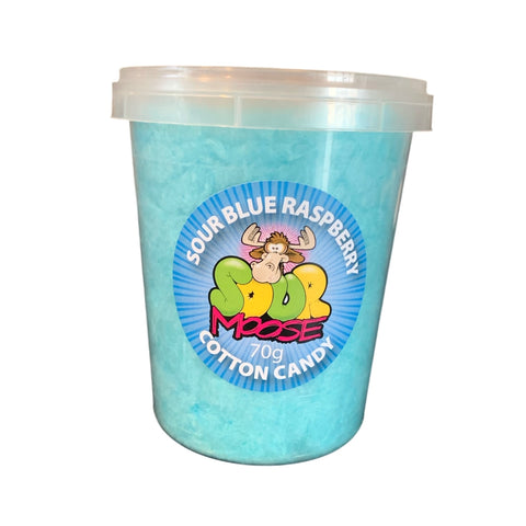 NEW SOUR BLUE RASPBERRY COTTON CANDY. 70G. 1 LITRE SET OF 6