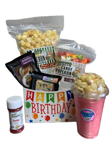 Happy Birthday $40  Fudge & Popcorn Gift Basket