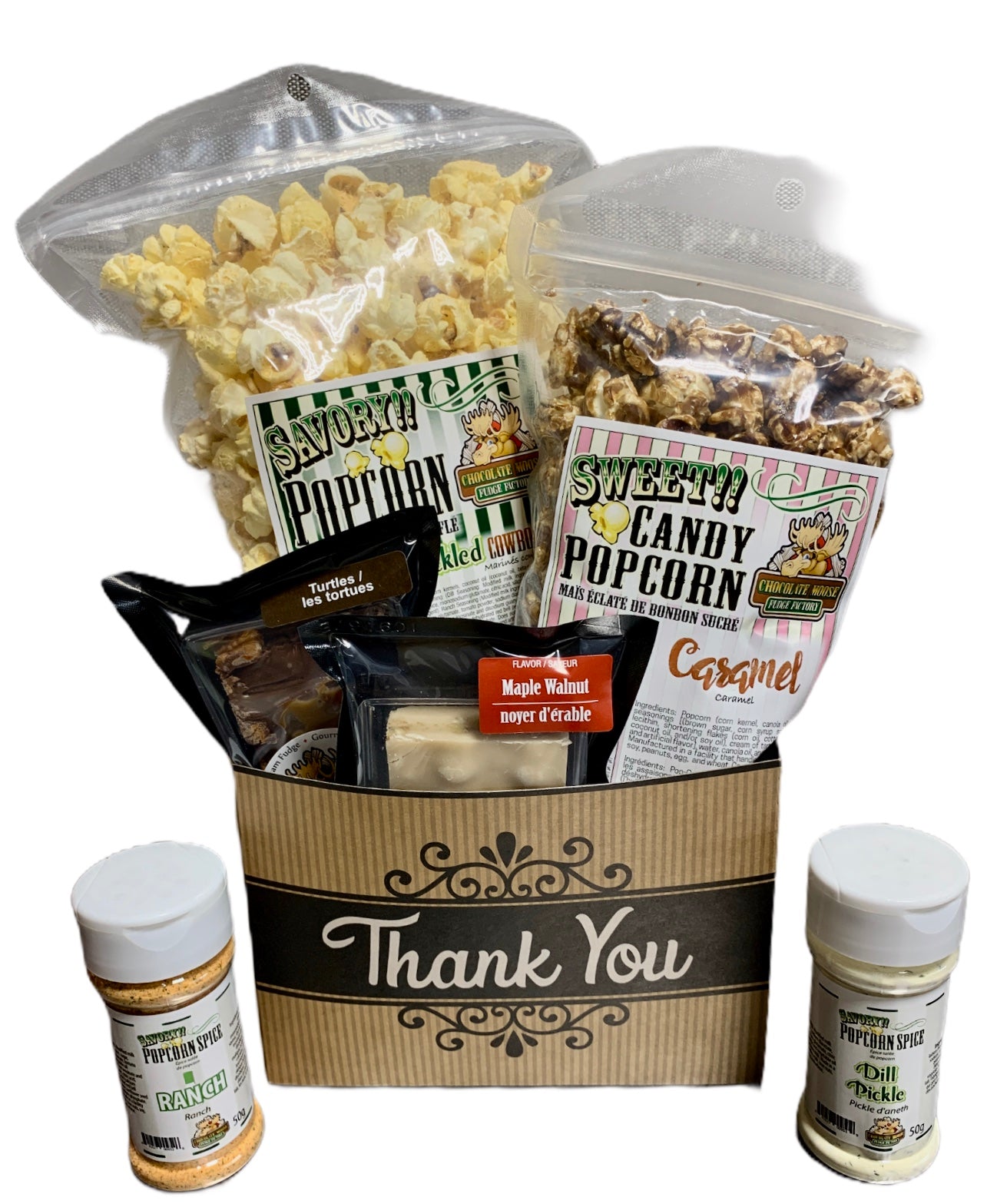 Thank you $45 Fudge/Popcorn Gift Basket