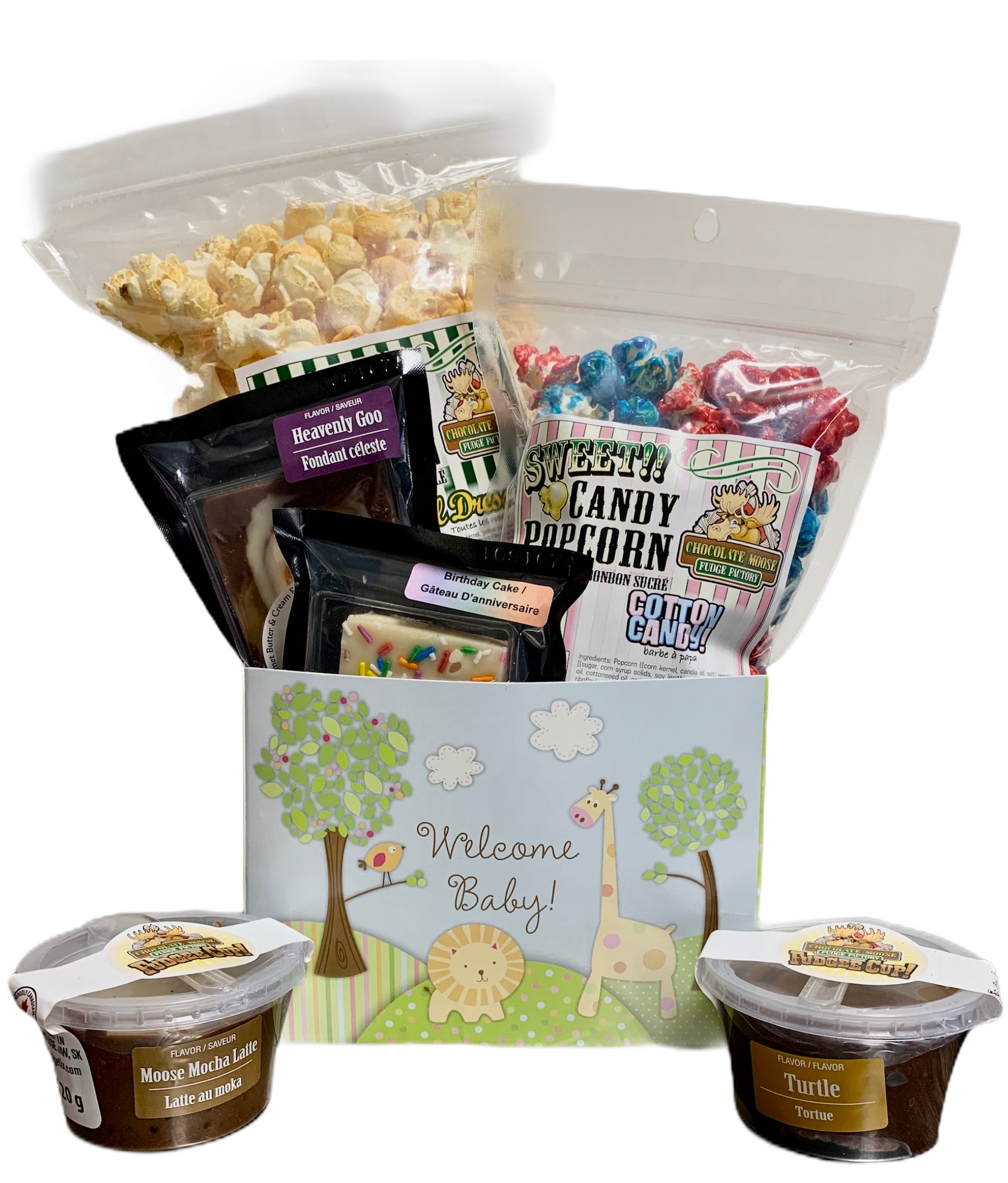 Welcome Baby $40 Fudge/Popcorn Gift Basket