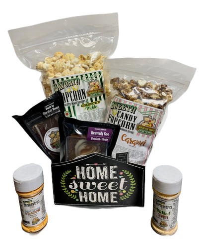 Home Sweet Home $45 Fudge/Popcorn Basket