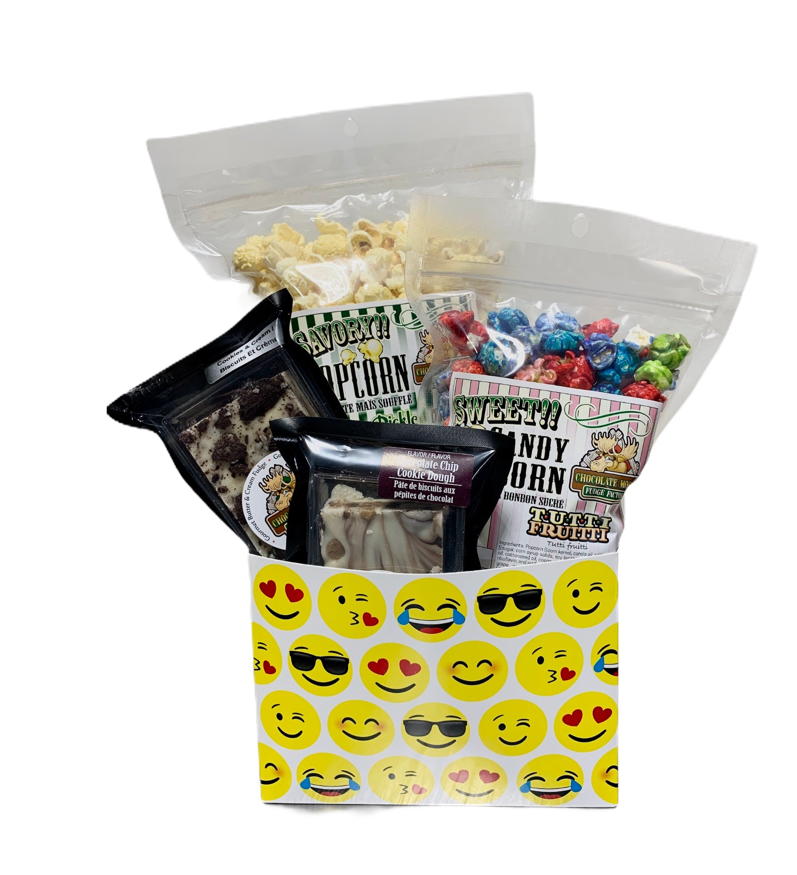 Smile Emojis $35 Fudge/Popcorn Gift Box