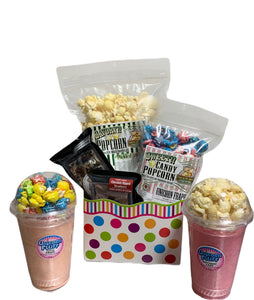 Polka Dots $40.00 Fudge/Popcorn Gift Basket