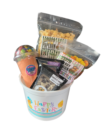 Happy Easter White Pail Easter Basket